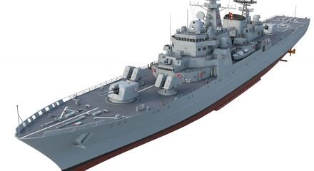 Gray warship model illustration