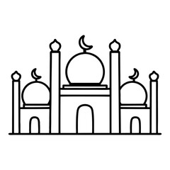 Mosque illustration isolated on white background. Art line vector suitable for template, decoration, element for graphis design