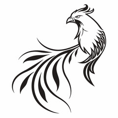 phoenix chicken head silhouette vector illustration icon , logo type.
