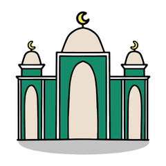 Mosque illustration isolated on white background. Art line vector suitable for template, decoration, element for graphis design