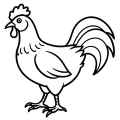  phoenix chicken line art vector illustration on white background.