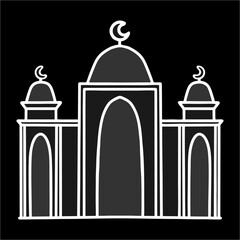 Mosque illustration isolated on white background. Art line vector suitable for template, decoration, element for graphis design