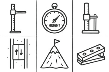 hand drawn cute doodle style isolated height gauge rod height altimeter barometer height stadiometer scale height elevator shaft height mountain peak marker height vertical sine bar