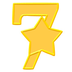 Number icon with star for achievement, reward, success concept