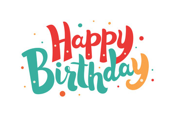 Happy Birthday lettering with colorful dots text celebration © MdHabibur