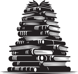 Stack Of Books Silhouette, black color silhouette 