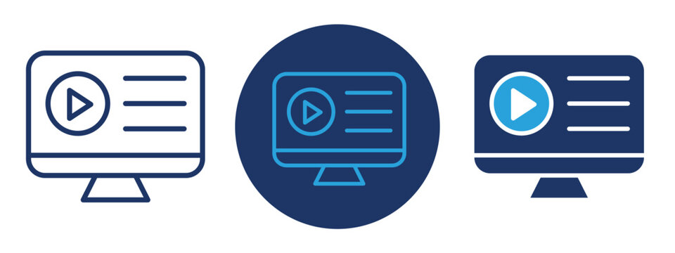 set of pixel perfect colored Video tutorial icon , 1 Silhouette, 1 Unexpanded, Play icon with text indicating instructional video content.