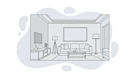 Living room with sofa and side tables