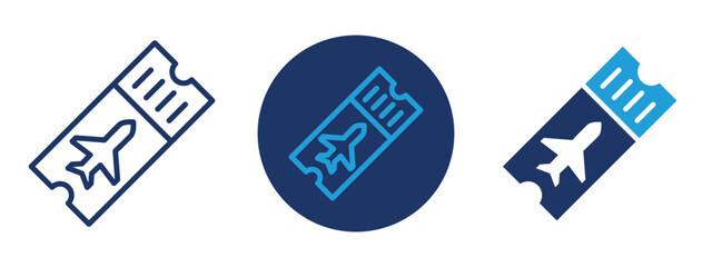 set of pixel perfect colored Boarding Pass icon , 1 Silhouette, 1 Unexpanded, Flight boarding pass ticket icon for travel documents.