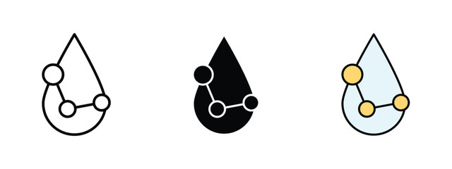 set of pixel perfect colored Collagen icon , 1 Silhouette, 1 Unexpanded, Molecular structure representing skin collagen support.