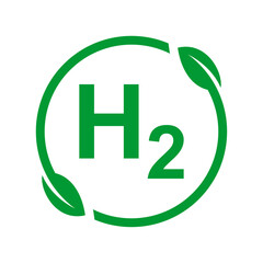 Green hydrogen logo vector hand draw in circle