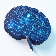 AI brain circuit icon on a white background. 