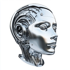 AI robot head icon on a white background,