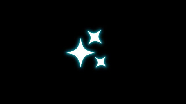 Twinkling stars animation. cartoon sparkle stars with fast lines, white blinking doodle effect, flat vector glowing motion, 2D light glitter trail animation on green screen background.