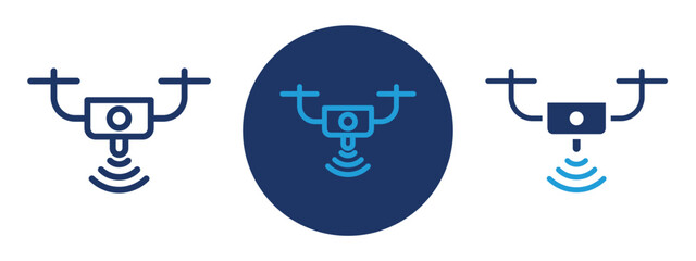 set of pixel perfect colored drone wifi icon , 1 Silhouette, 1 Unexpanded, Drone with Wi-Fi symbol.