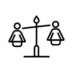 Scales symbolizing gender equality with two figures on each side  