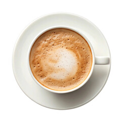 Obraz premium Top view of a frothy cappuccino in a white cup