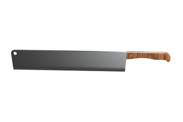 Essential Kitchen Chopping Knife: Large Stainless Steel Blade with Durable Wooden Handle, Ideal for Food Processing, Meat, and Fruit. Isolated on HD Transparent Background for Culinary Design Projects