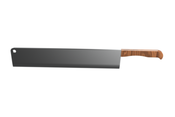 Essential Kitchen Chopping Knife: Large Stainless Steel Blade with Durable Wooden Handle, Ideal for Food Processing, Meat, and Fruit. Isolated on HD Transparent Background for Culinary Design Projects