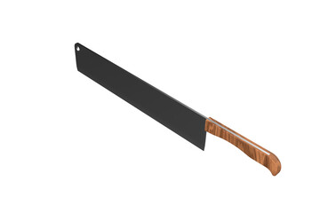 Heavy Duty Stainless Steel Meat Cleaver, Sharp Blade with Wood Handle. Premium Isolated Butcher Knife for Professional Chefs and Food Preparation. High-Quality 3D Render.