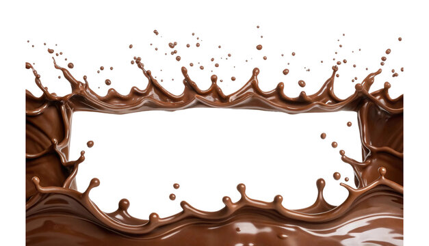 Dynamic splash of liquid chocolate in mid-air