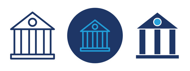 set of pixel perfect colored Museum icon , 1 Silhouette, 1 Unexpanded, Classical building symbol representing a museum.