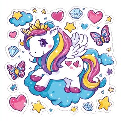 Cute unicorn with wings and sparkly details
