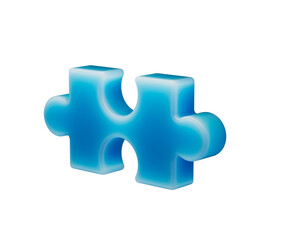 Fototapeta premium A smooth, glowing blue puzzle piece with a soft, futuristic and elegant appearance. 3d illustration