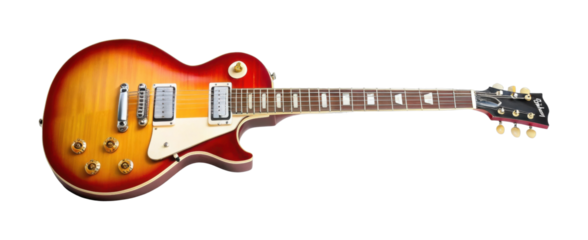 Electric guitar with sunburst finish and humbucker pickups