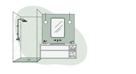 Minimalist bathroom with shower and vanity for modern home