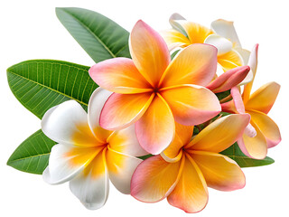 Fototapeta premium tropical flowers frangipani plumeria isolated on white background, png, ai generated.
