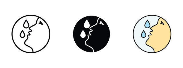set of pixel perfect colored Skin hydration icon , 1 Silhouette, 1 Unexpanded, Water drop on skin icon symbolizing hydration or moisturization.