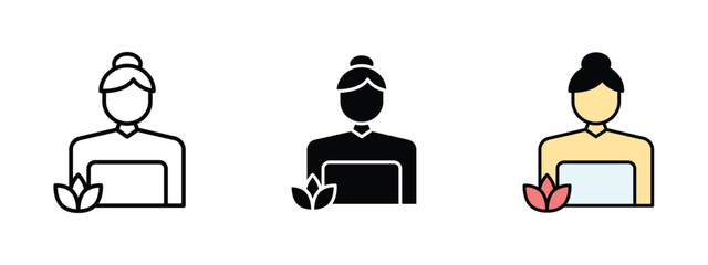 set of pixel perfect colored Spa icon , 1 Silhouette, 1 Unexpanded, Lotus flower icon representing wellness, spa, and relaxation.