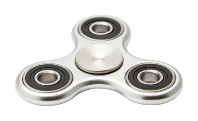 Silver fidget spinner with ball bearings for stress relief