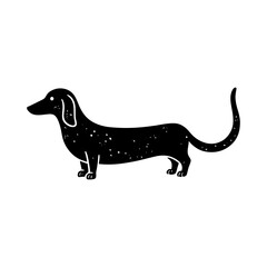 Vector illustration of a cute black dog silhouette in cartoon style