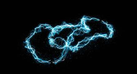 Abstract electric blue energy design on black background, a captivating element