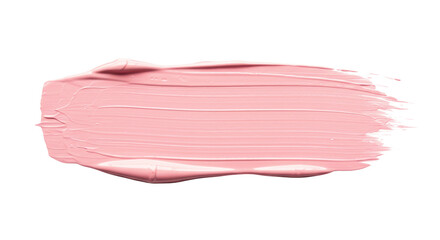 Soft pastel pink abstract single brush stroke with visible texture and fine lines, isolated horizontally on a transparent background with copy space and even shadowless lighting, a distinct