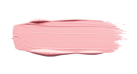Soft pastel pink abstract single brush stroke with visible texture and fine lines, isolated horizontally on a transparent background with copy space and even shadowless lighting, a distinct