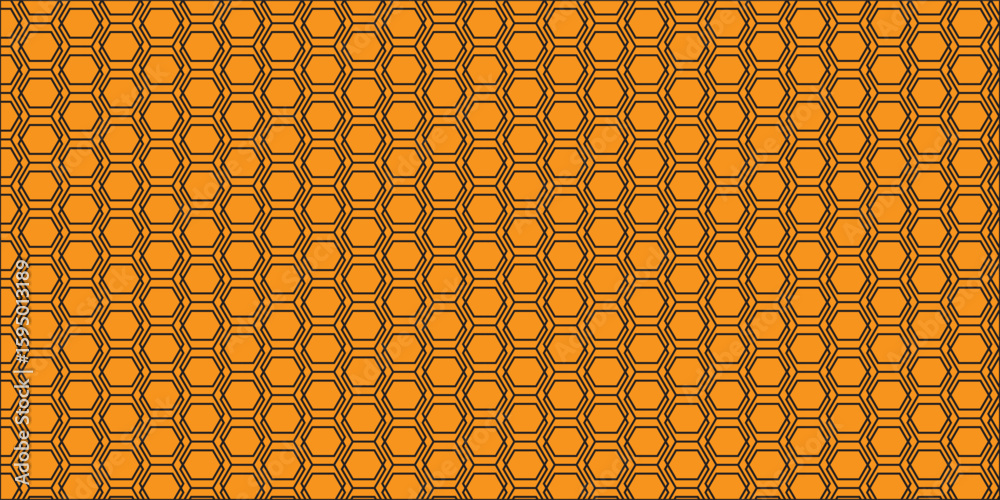 Poster abstract orange hexagonal pattern with geometric symmetry design