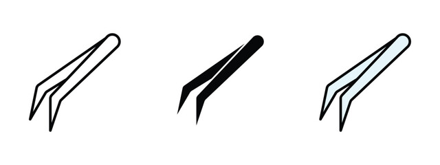 set of pixel perfect colored Tweezers icon , 1 Silhouette, 1 Unexpanded, A pair of tweezers representing grooming, beauty, or precision work.
