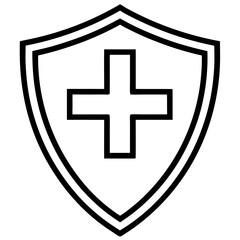 Fototapeta premium Medical shield line art vector illustration 