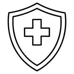Medical shield line art vector illustration 