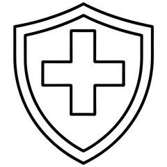 Fototapeta premium Medical shield line art vector illustration 