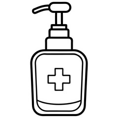 Hand sanitizer line art vector illustration 