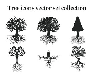 Tree Icons vector set collection