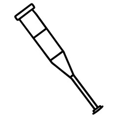 Crutch line art vector illustration