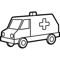 Ambulance line art vector illustration 