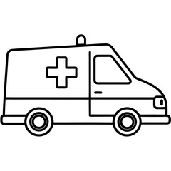 Ambulance line art vector illustration 