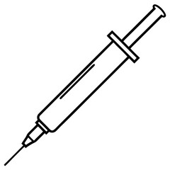 Fototapeta premium Syringe line art vector illustration 