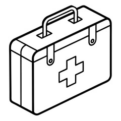 First aid box line art vector illustration 